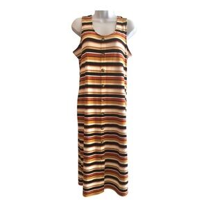 No Boundaries  Tank Jr  Sz  15-17 Brown Gold Black Striped Button Front Ribbed